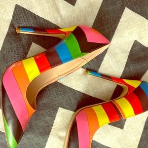 Never worn before colorful heels!! Size 9.